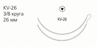 Picture of XX2114 TICRON нерассасывающийся, 90 см, белый, 2-0, с двумя иглами KV-26, жесткие прокладки, 3х7 мм