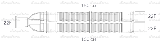 Picture of 300NP14344 контуры DAR MEDTRONIC-COVIDIEN, гофрированные, полиэтилен (ПЭ), взрослые, диаметр 22 мм, Y-образный 22M коннектор пациента, 22F-22F коннектор ИВЛ, длина 150+150 см, нестерильно