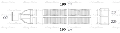 Picture of 300NP14345 контуры DAR MEDTRONIC-COVIDIEN, гофрированные, полиэтилен (ПЭ), взрослые, диаметр 22 мм, Y-образный 22M коннектор пациента, 22F-22F коннектор ИВЛ, длина 190+190 см, стерильно